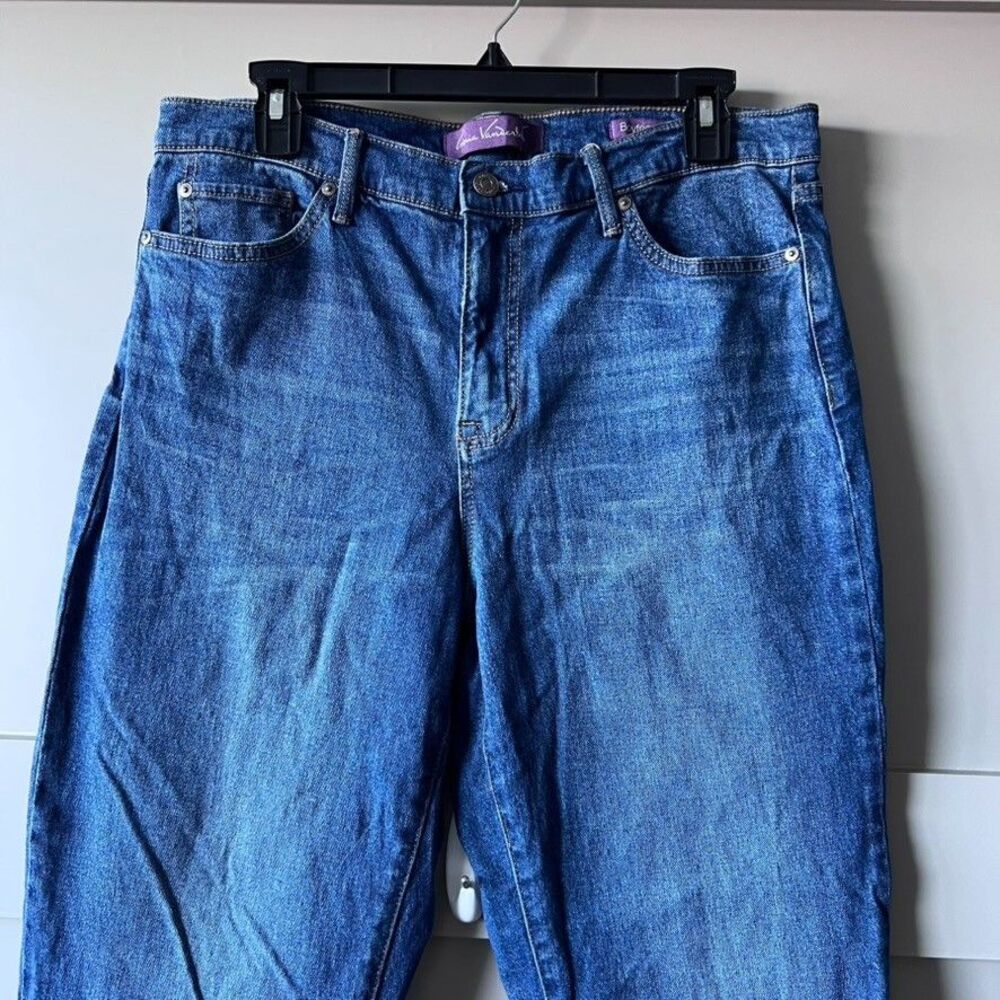 Gloria Vanderbilt High Rise Cuffed‎ Boyfriend Jeans Blue Denim Size 10 Cropped - Picture 3 of 16